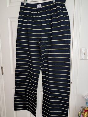 PARKE Navy Stripe Boxer Pants with Yellow and Green Accent